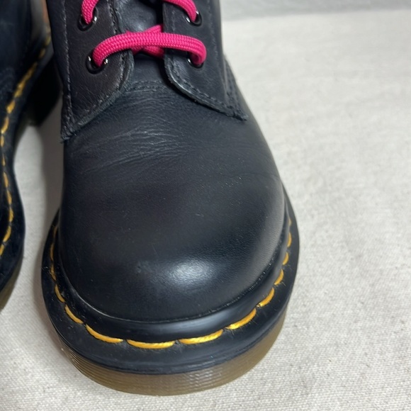 Dr. Martens Black Leather Combat Boots with Pink Laces – Women’s Size 7 - Picture 9 of 14